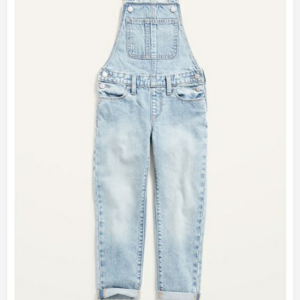Old navy girls Light-wash boyfriend overall jeans